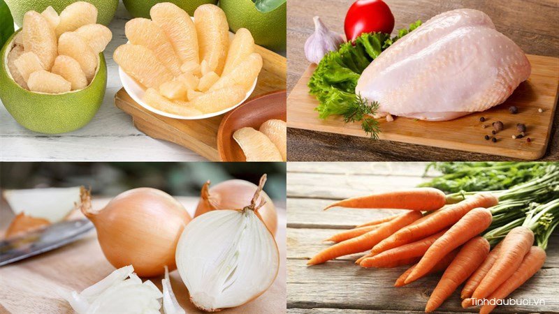 cach lam goi buoi thit ga