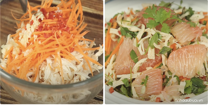 cach lam goi buoi thit ga