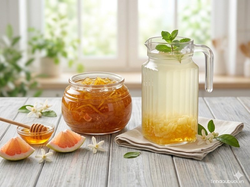 Cách làm siro bưởi mật ong cach lam siro buoi mat ong