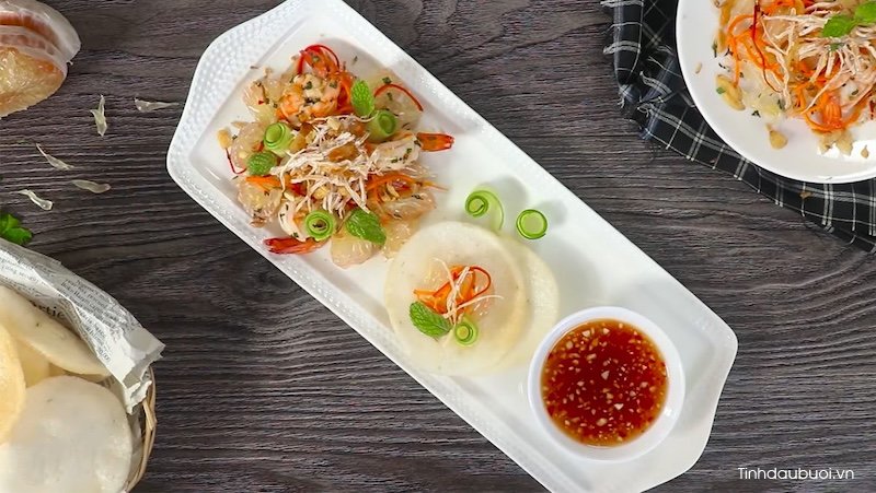 cach lam goi buoi tom muc kho