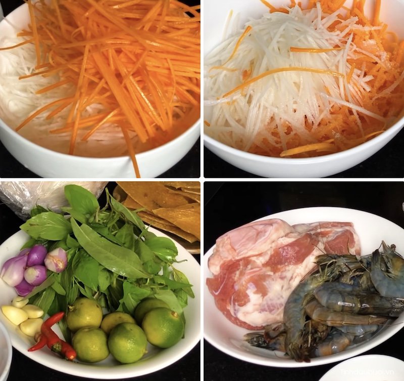 cach lam goi buoi tom thit chua ngot