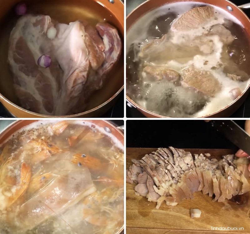 cach lam goi buoi tom thit chua ngot