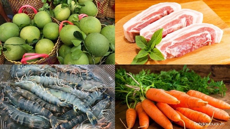 cach lam goi buoi tom thit chua ngot