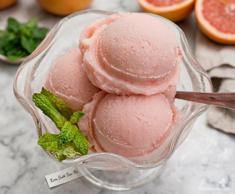 cach lam kem buoi bac ha