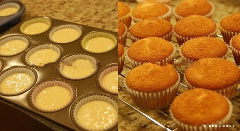 Cách làm bánh Cupcake bưởi cach lam banh cupcake buoi
