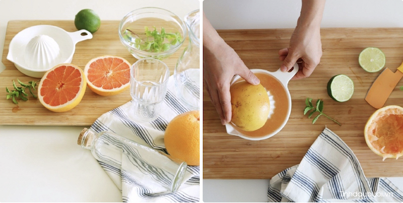 Cách làm Mojito bưởi chanh cach lam mojito buoi chanh