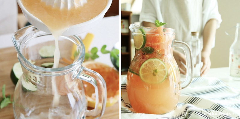 cach lam mojito buoi chanh