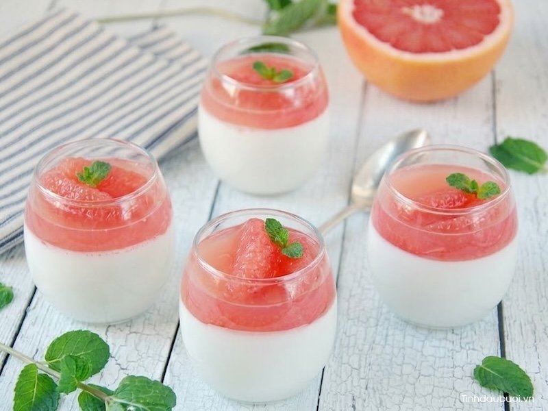 Cách làm panna cotta dừa bưởi cach lam panna cotta dua buoi