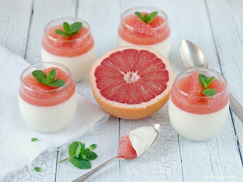 Cách làm panna cotta dừa bưởi cach lam panna cotta dua buoi