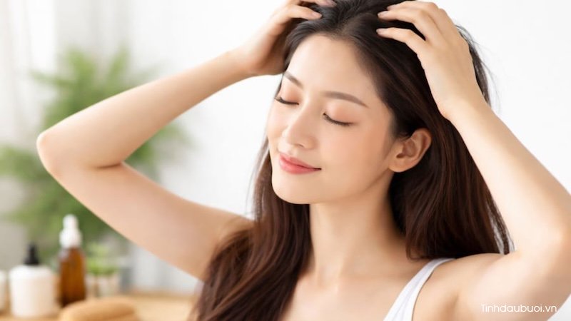 cach dung tinh dau buoi cho toc yeu