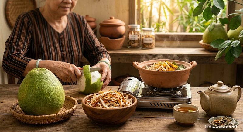 cach tri gan nhiem mo bang vo buoi